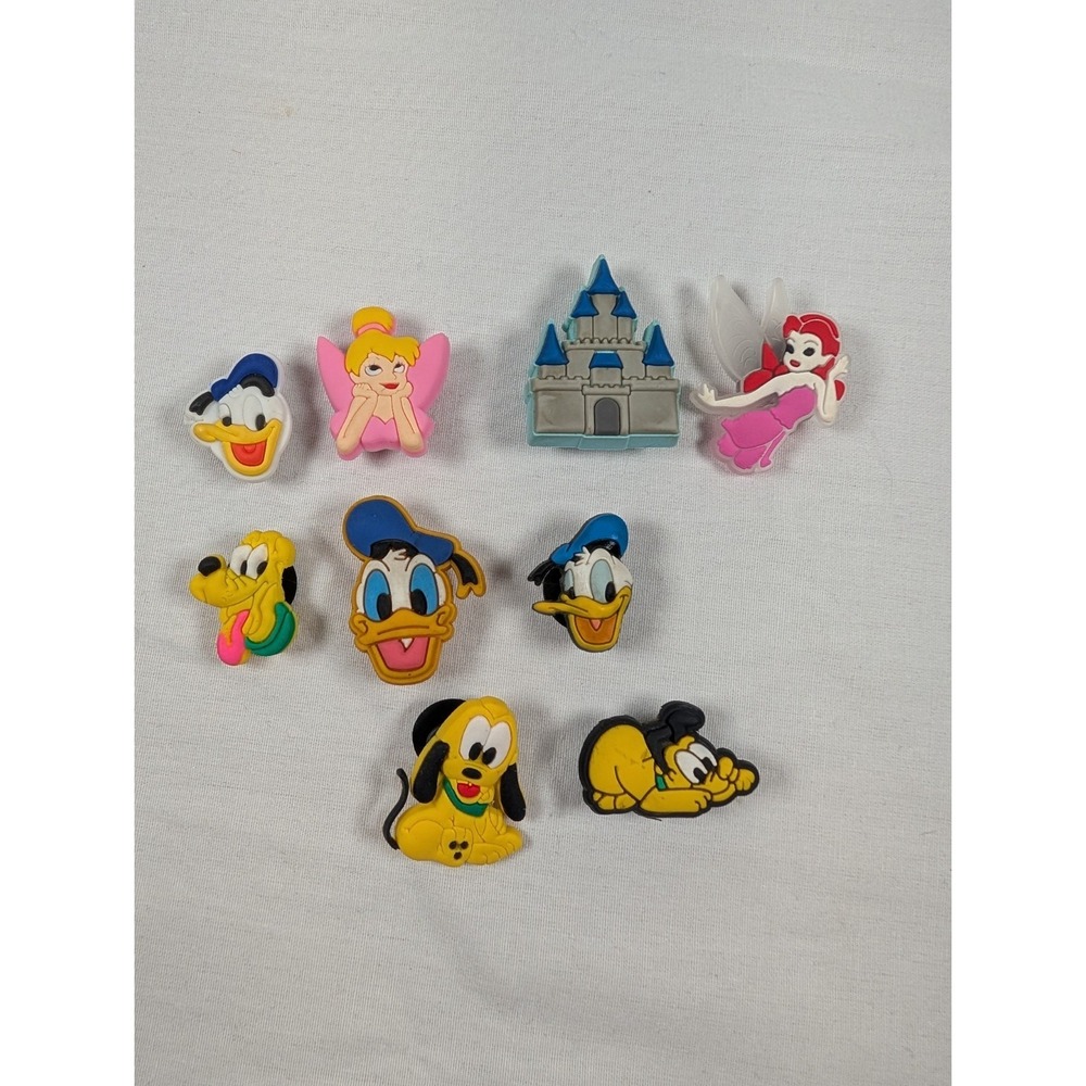Disney Assorted Jibbitz Shoe Charms Donald Duck Pluto Princess Castle Lot of 9